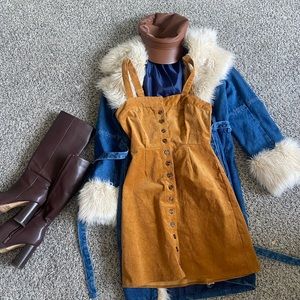 Corduroy sky and sparrow dress